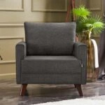 Πολυθρόνα Bella υφασμάτινη χρώμα ανθρακί 82x81x85εκ.