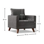 Πολυθρόνα Bella υφασμάτινη χρώμα ανθρακί 82x81x85εκ.