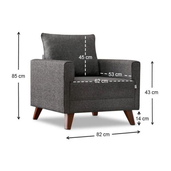 Πολυθρόνα Bella υφασμάτινη χρώμα ανθρακί 82x81x85εκ.