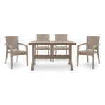 Σετ τραπεζαρία κήπου Callan  5τμχ πολυπροπυλενίου τραπέζι 140x70 - πολυθρόνα recycled χρώμα cappuccino S_GP046-0003,2+GP046-0001,3x4