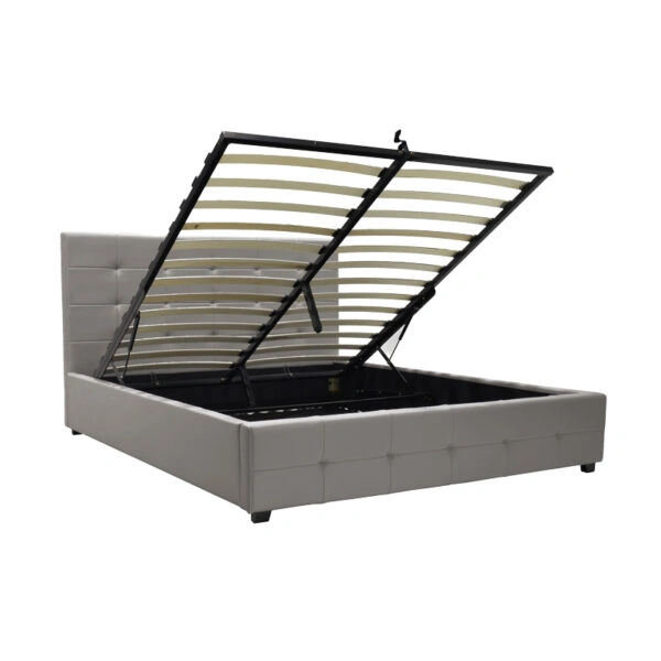 Κρεβάτι Roi  με αποθηκευτικό χώρο pu γκρι ματ 160x200εκ