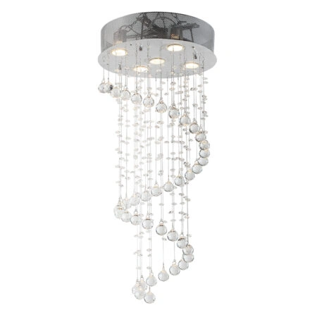 Artekko Crystal Κρεμαστό Φωτιστικό με 5 Λάμπες Διάφανο Κρύσταλλο (50x50x140)cm