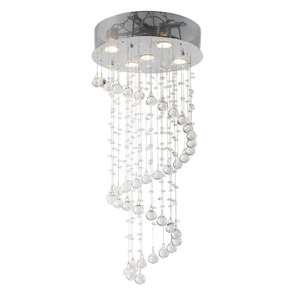 Crystal Κρεμαστό Φωτιστικό με 5 Λάμπες Διάφανο Κρύσταλλο (50x50x140)cm