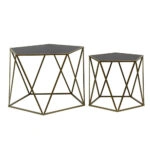 DIAMOND COFFEE TABLE SET 2ΤΕΜ ΜΑΥΡΟ ΧΡΥΣΟ 61,5x64,5xH45cm