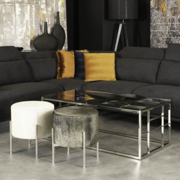 BELLAGIO COFFEE TABLE ΑΣΗΜΙ ΔΙΑΦΑΝΟ 120x60xH45cm