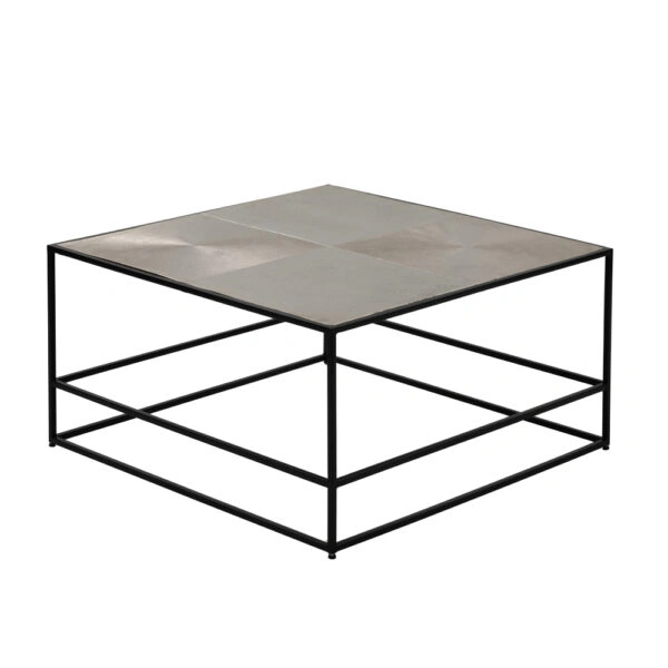 HADSTON COFFEE TABLE ΑΣΗΜΙ ΜΑΥΡΟ 80x80xH40cm