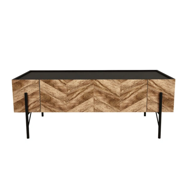 PARKE COFFEE TABLE ΜΑΥΡΟ ΦΥΣΙΚΟ ΜΕ PATTERN ΜΑΥΡΟ 120x63xH45cm