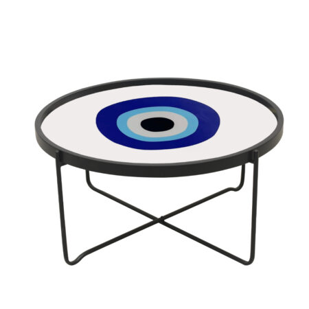 BLUE EYES COFFEE TABLE ΠΟΛΥΧΡΩΜΟ ΜΕ PATTERN ΛΕΥΚΟ 75x75xH37