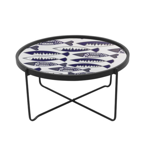 FISHY COFFEE TABLE ΠΟΛΥΧΡΩΜΟ ΜΕ PATTERN ΛΕΥΚΟ 75x75xH37