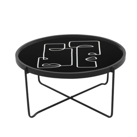 FACE COFFEE TABLE ΠΟΛΥΧΡΩΜΟ ΜΕ PATTERN ΜΑΥΡΟ 75x75xH37