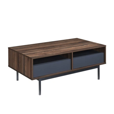 GROOVES COFFEE TABLE 2ΣΥΡΤΑΡΙΑ ΚΑΡΥΔΙ ΓΚΡΙ 110x60xH45cm