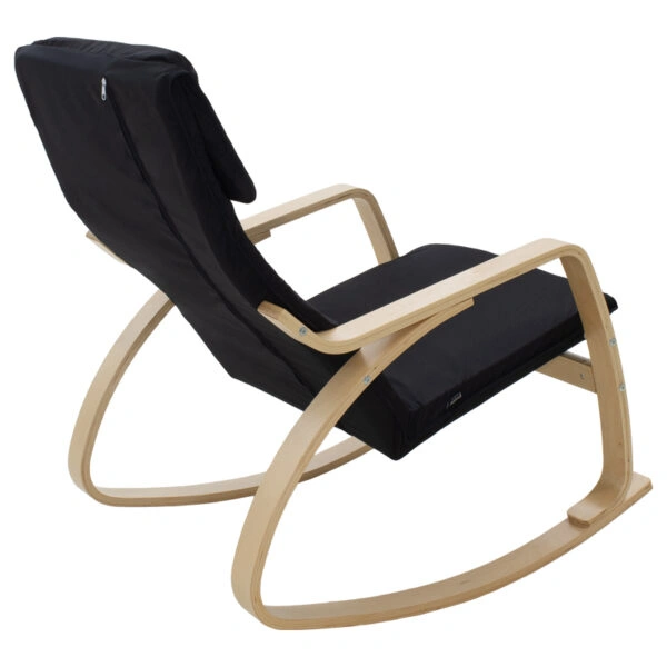 Πολυθρόνα Zenia  κουνιστή σε μαύρο ύφασμα και φυσικό ξύλο