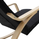 Πολυθρόνα Zenia  κουνιστή σε μαύρο ύφασμα και φυσικό ξύλο