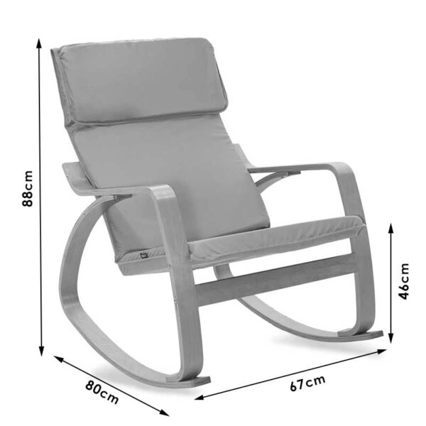 Πολυθρόνα Zenia  κουνιστή σε μαύρο ύφασμα και φυσικό ξύλο