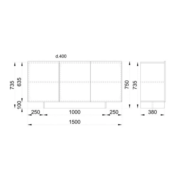 INTRO ΜΠΟΥΦΕΣ SONOMA ΣΚΟΥΡΟ CEMENT ΣΚΟΥΡΟ 150x40xH79,5cm