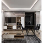 STOCKHOLM TV STAND SONOMA DECAPE ΛΕΥΚΟ ΜΕ ΟΨΗ ΜΑΡΜΑΡΟΥ 140x39,5xH60cm