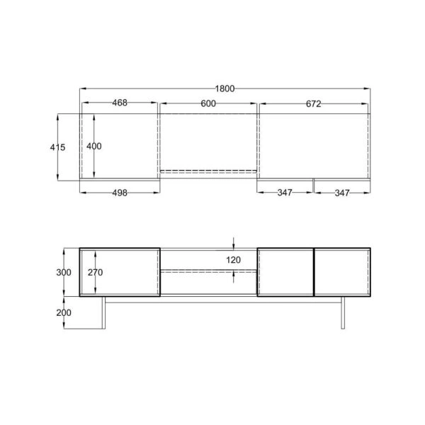GROOVES TV STAND 3ΠΟΡΤΕΣ 1ΣΥΡΤΑΡΙ WOTAN OAK ΓΚΡΙ 180x40xH50cm