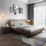 Κρεβάτι Frankly  oak-λευκό pu 150x200εκ