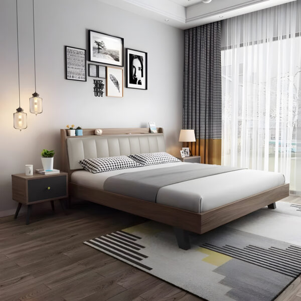 Κρεβάτι Frankly  oak-λευκό pu 150x200εκ