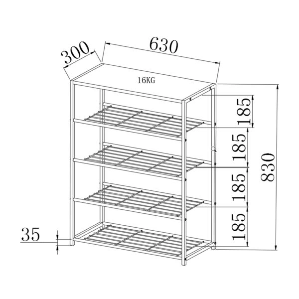 ZAPATO ΠΑΠΟΥΤΣΟΘΗΚΗ 4ΡΑΦΙΑ SONOMA ΜΑΥΡΟ 63x30xH83cm