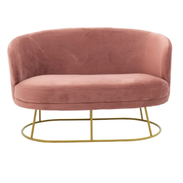 Καναπές 2θέσιος Rony βελούδο σάπιο μήλο-χρυσό 132x82x83εκ