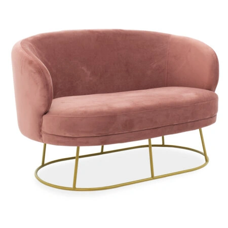 Καναπές 2θέσιος Rony βελούδο σάπιο μήλο-χρυσό 132x82x83εκ