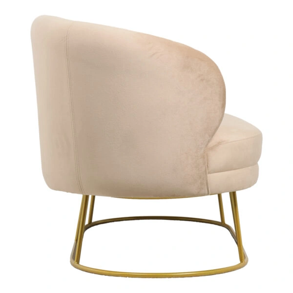 Καναπές διθέσιος Rony  βελούδο μπεζ-πόδι χρυσό μέταλλο 135x75x85εκ