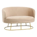 Καναπές διθέσιος Rony  βελούδο μπεζ-πόδι χρυσό μέταλλο 135x75x85εκ