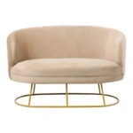 Καναπές διθέσιος Rony  βελούδο μπεζ-πόδι χρυσό μέταλλο 135x75x85εκ