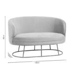 Καναπές διθέσιος Rony  βελούδο μπεζ-πόδι χρυσό μέταλλο 135x75x85εκ