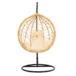 Κούνια Hudson  κρεμαστή μέταλλο μαύρο-pp φυσικό-μαξιλάρι μπεζ 109x119x195εκ