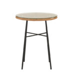 Τραπέζι Gaus  μέταλλο μαύρο-pe φυσικό-γυαλί Φ60x74εκ