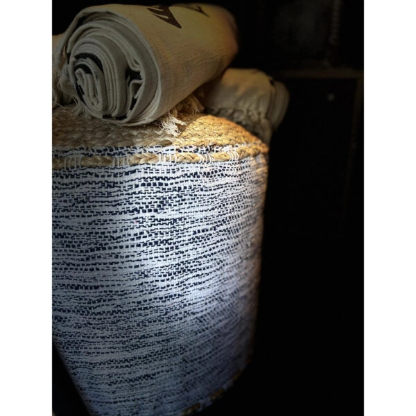 KNIT ΠΟΥΦ ΜΠΛΕ ΑΝΟΙΧΤΟ ΦΥΣΙΚΟ 40x40xH40cm