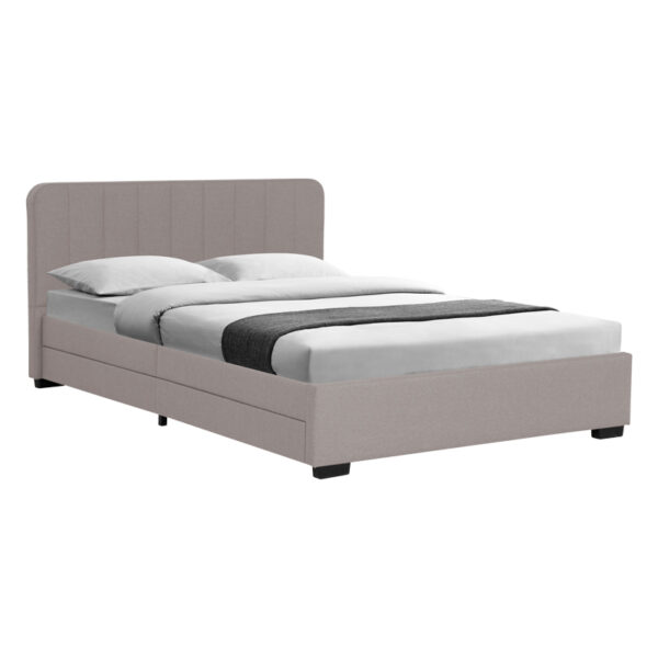 Κρεβάτι Veloty ύφασμα μπεζ με συρτάρια 150x200εκ