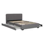 Κρεβάτι Veloty ύφασμα ανθρακί με συρτάρια 150x200εκ