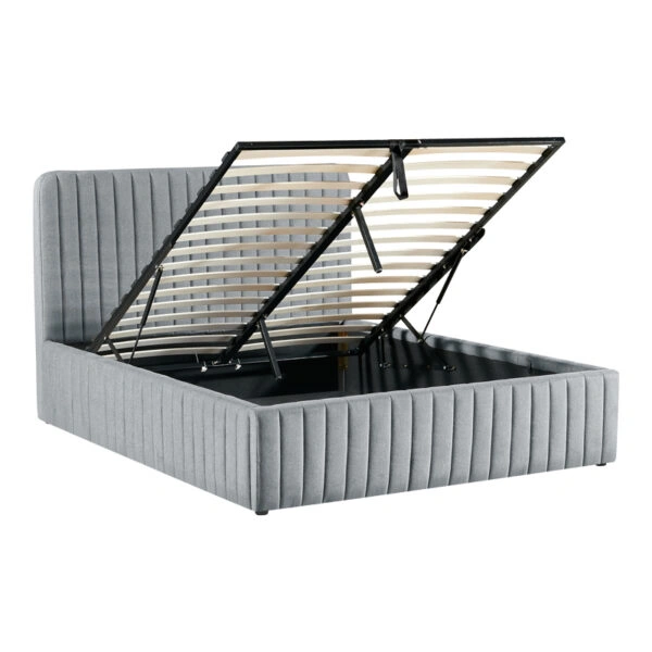 Κρεβάτι διπλό Zilin  ύφασμα ανθρακί με αποθηκευτικό χώρο 160x200εκ