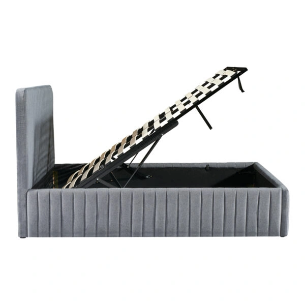 Κρεβάτι διπλό Zilin  ύφασμα ανθρακί με αποθηκευτικό χώρο 160x200εκ