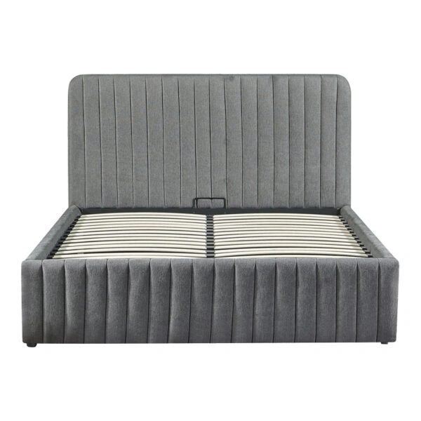 Κρεβάτι διπλό Zilin  ύφασμα ανθρακί με αποθηκευτικό χώρο 160x200εκ