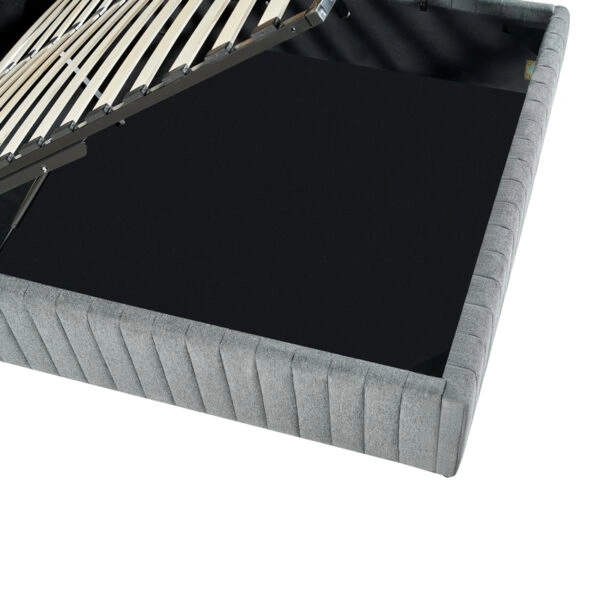 Κρεβάτι διπλό Zilin  ύφασμα ανθρακί με αποθηκευτικό χώρο 160x200εκ