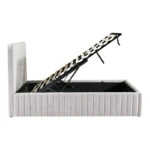 Κρεβάτι διπλό Zilin  ύφασμα γκρι-μπεζ με αποθηκευτικό χώρο 160x200εκ