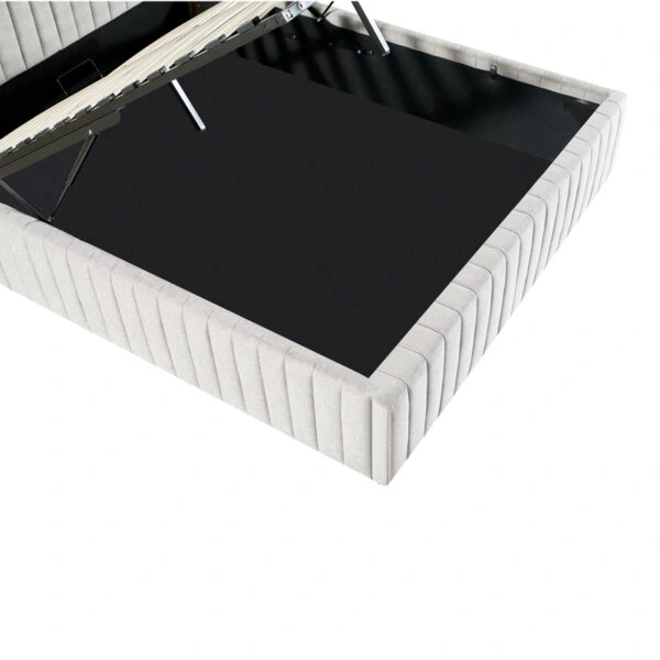 Κρεβάτι διπλό Zilin  ύφασμα γκρι-μπεζ με αποθηκευτικό χώρο 160x200εκ