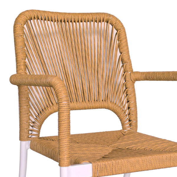 Πολυθρόνα αλουμινίου Norture στοιβαζόμενη λευκός σκελετός-φυσικό rattan 57x61x85εκ