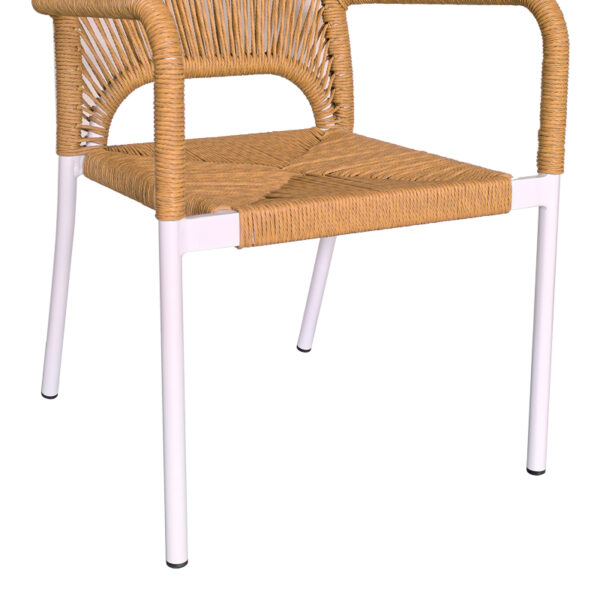 Πολυθρόνα αλουμινίου Norture στοιβαζόμενη λευκός σκελετός-φυσικό rattan 57x61x85εκ