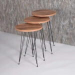 Βοηθητικά τραπέζια Wakmi  σετ 3τεμ φυσικό μελαμίνης-μαύρο μέταλλο