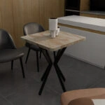 Τραπέζι Prestone  λευκό μαρμάρου μελαμίνης-μαύρο μέταλλο 70x70x75εκ