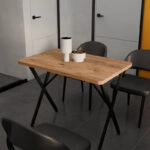 Τραπέζι Zeryin  oak μελαμίνης-μαύρο μέταλλο 110x70x75εκ