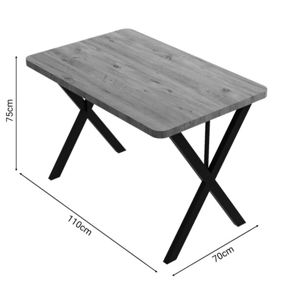 Τραπέζι Zeryin  oak μελαμίνης-μαύρο μέταλλο 110x70x75εκ