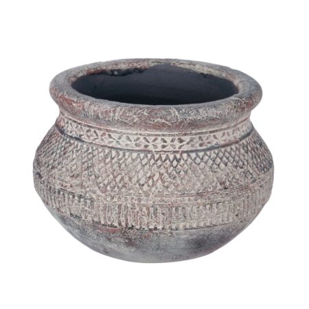 Artekko Pot Κασπώ από Τερακότα σε Γκρι Πατίνα (21x21x15)cm