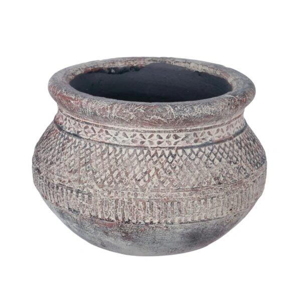 Artekko Pot Κασπώ από Τερακότα σε Γκρι Πατίνα (21x21x15)cm