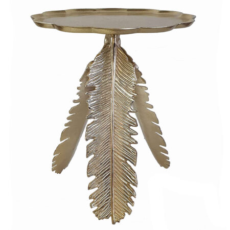 Artekko Feather Χρυσό Μεταλλικό Βοηθητικό Τραπέζι (42.5x42.5x51)cm